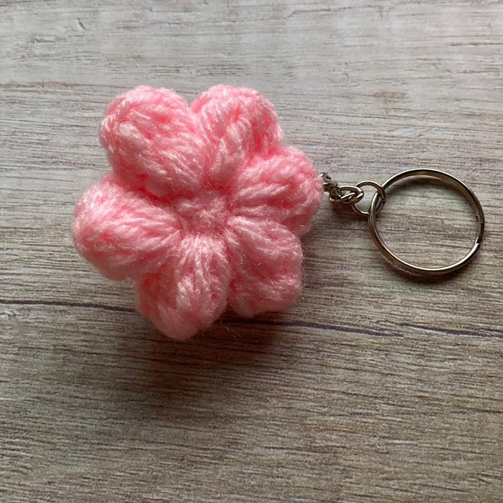 Handmade Crochet Flower Keychain - Picture 2 of 5